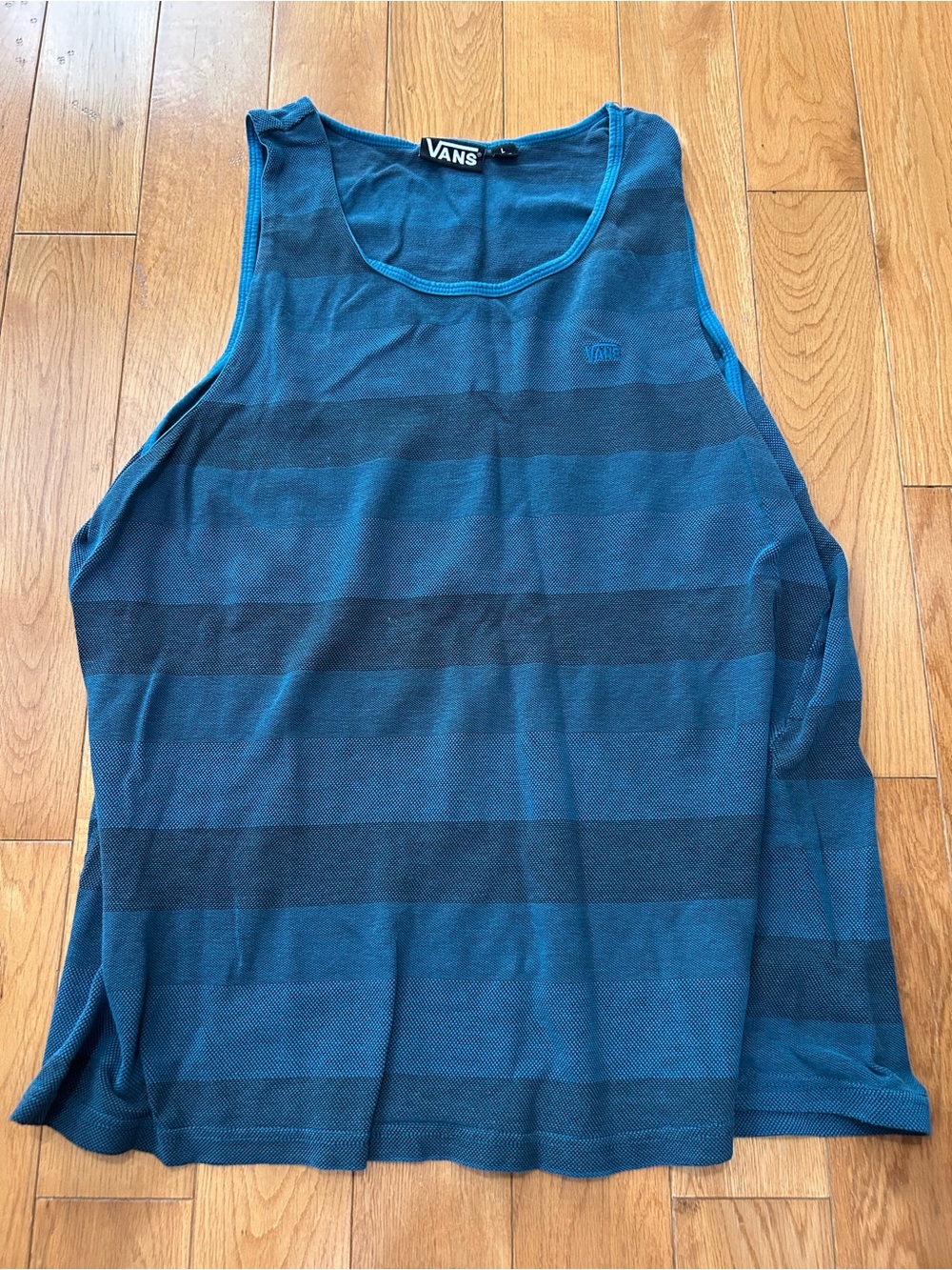 Vans Men's Teal and Navy Striped Tank
